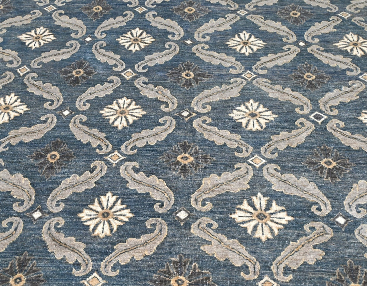 Knotted Rugs most affordable  handknotted carpet, 250 denim blue couture "The Sumter"