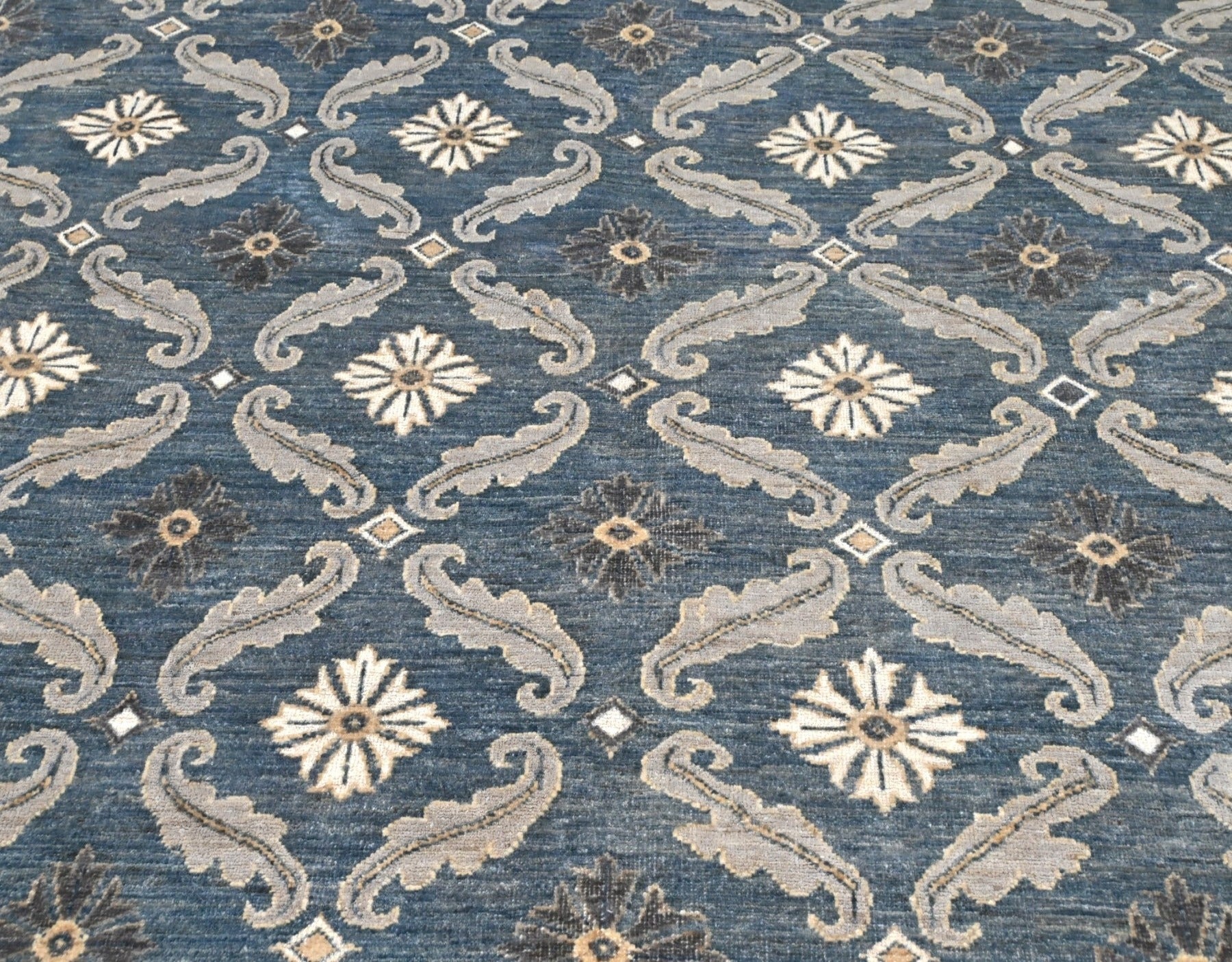 Knotted Rugs most affordable  handknotted carpet, 250 denim blue couture "The Sumter"