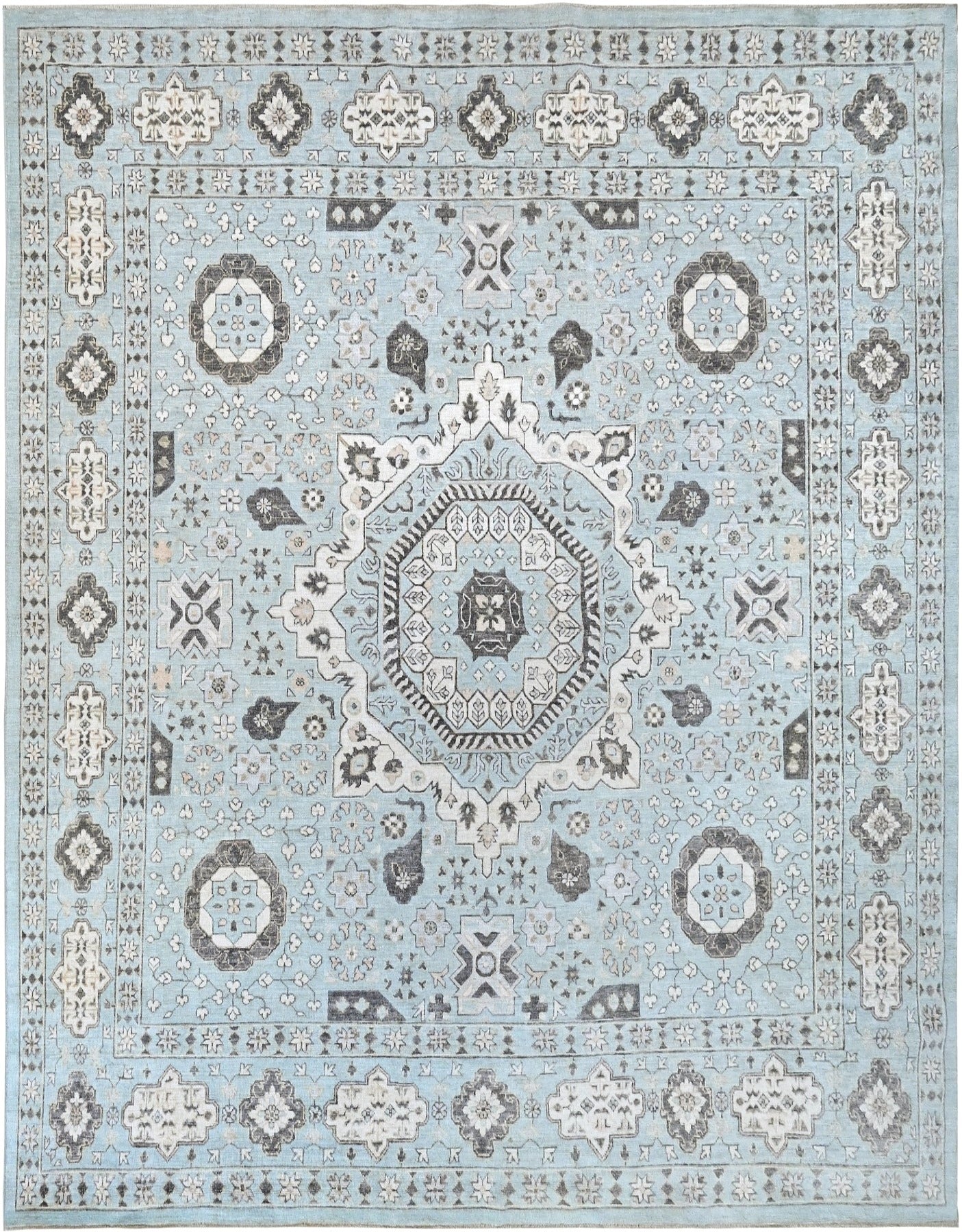 Most affordable rug blue 8 x 10 wool  425 Lt Blue