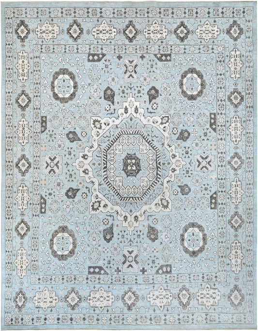 Most affordable rug blue 8 x 10 wool  425 Lt Blue