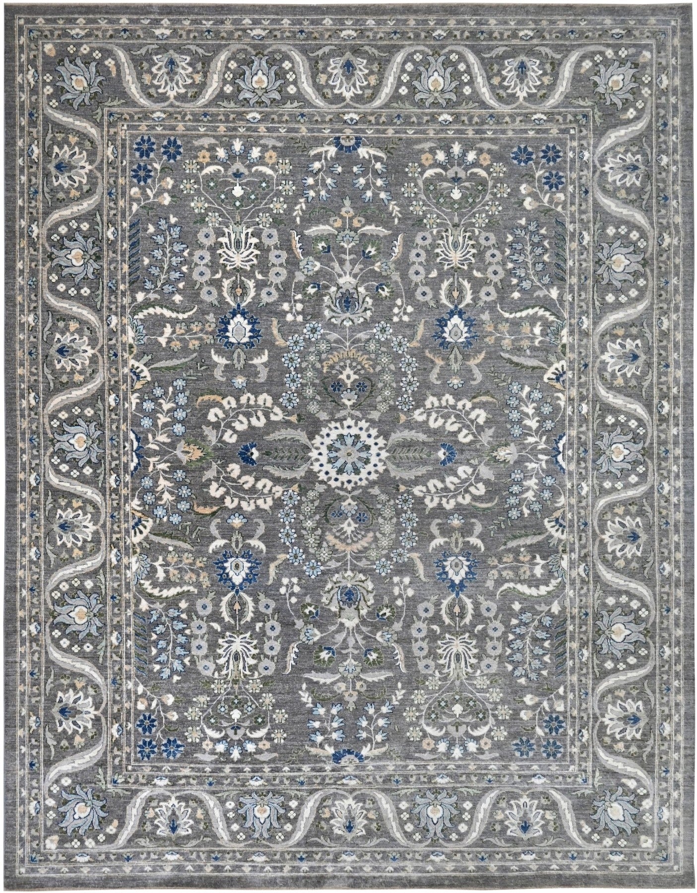 KNOTTED Rugs Proprietary Patterns "The Bluffton Charcoal" 9 x12 Wool Carpet (9'x11'9)"