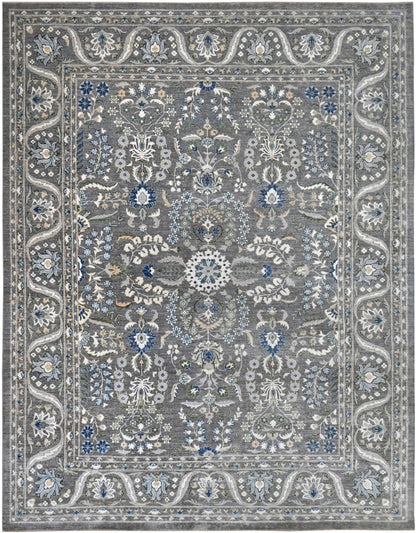 KNOTTED Rugs Proprietary Patterns "The Bluffton Charcoal" 9 x12 Wool Carpet (9'x11'9)"