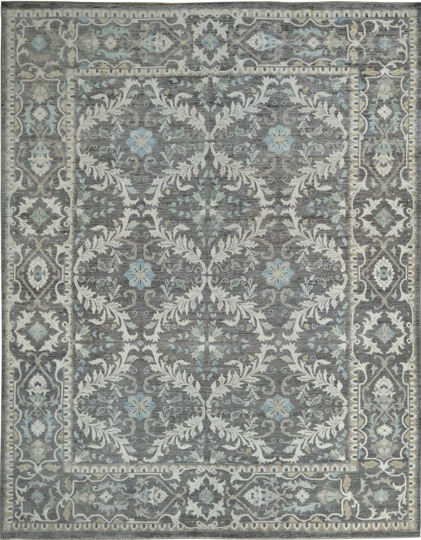 KNOTTED Exclusive Designer 9 x 12 Gray Wool Rug -  (8'7" x 11'10")