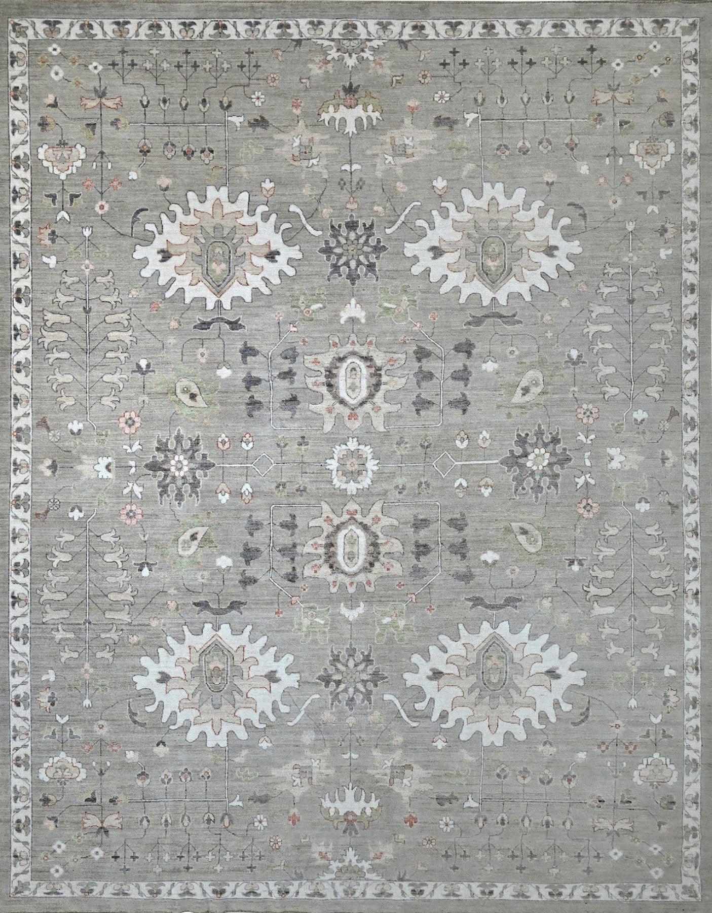 KNOTTED Rug Hand Knotted Designer Light Gray 10x14 - "The Lorne - Seaglass" ( 9'8" x  13'9" )