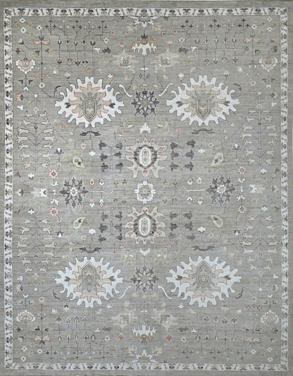 KNOTTED Rug Hand Knotted Designer Light Gray 10x14 - "The Lorne - Seaglass" ( 9'8" x  13'9" )