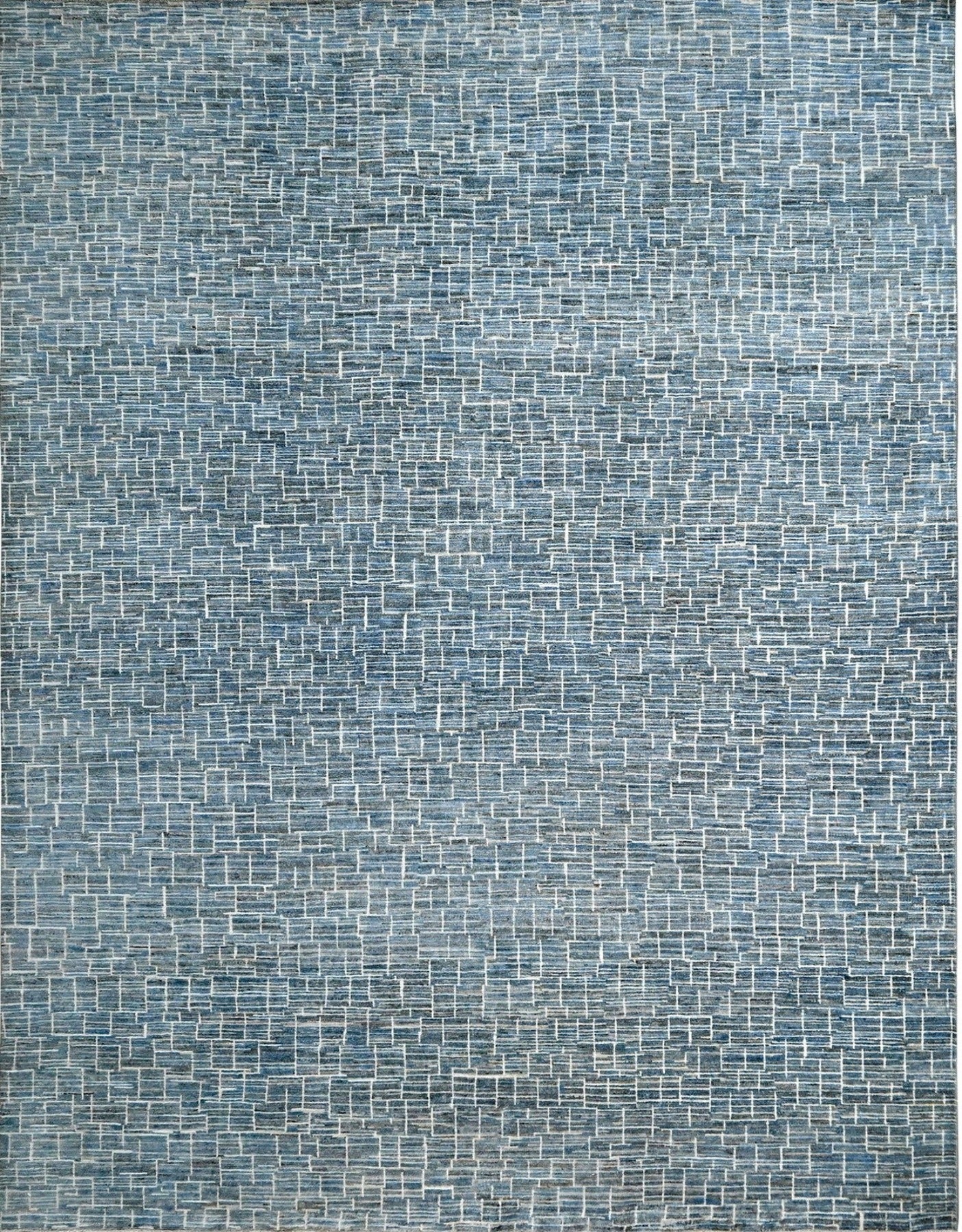 KNOTTED Rug Wool Designer Modern Denim Blue 8x10 ( 7'11" x 9'7" )