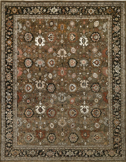 9 x 12 wool oushak hand knotted rug brown black rust