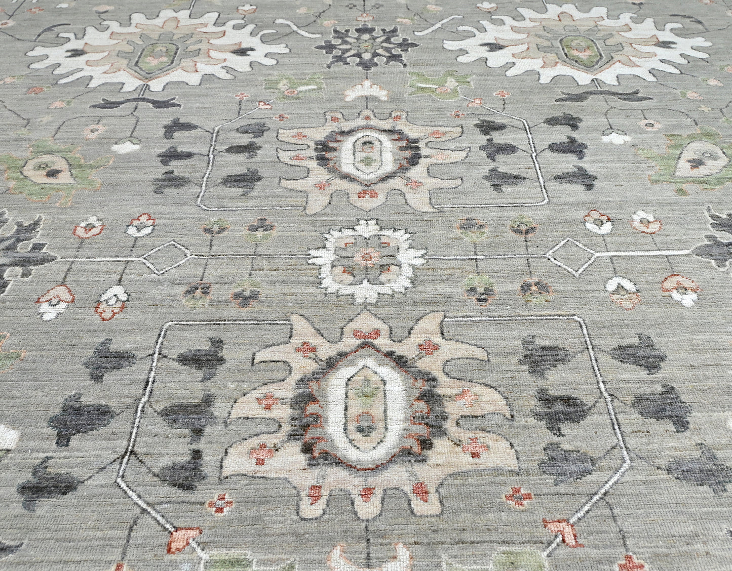 KNOTTED Rug Hand Knotted Designer Light Gray 10x14 - "The Lorne - Seaglass" ( 9'8" x  13'9" )