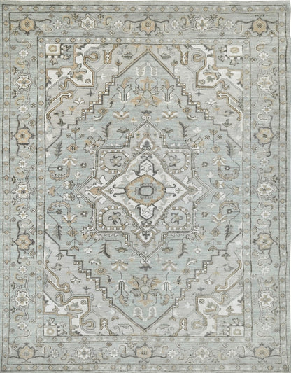 KNOTTED Rug Hand Knotted Blue Designer 6x9 Rug ( 5'9 x 8'10 )