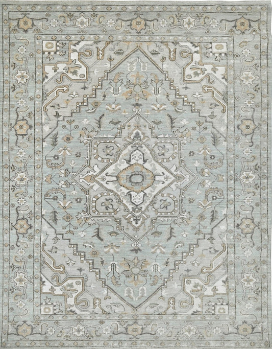 KNOTTED Rug Hand Knotted Blue Designer 6x9 Rug ( 5'9 x 8'10 )