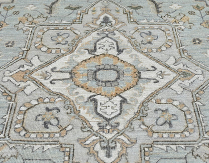 KNOTTED Rug Hand Knotted Blue Designer 6x9 Rug ( 5'9 x 8'10 )