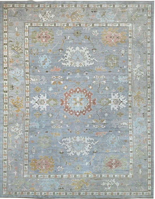 Gray blue 10 x 14 Oushak Wool Rug