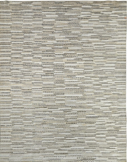 Hand Knotted modern wool rug, neutral and organic