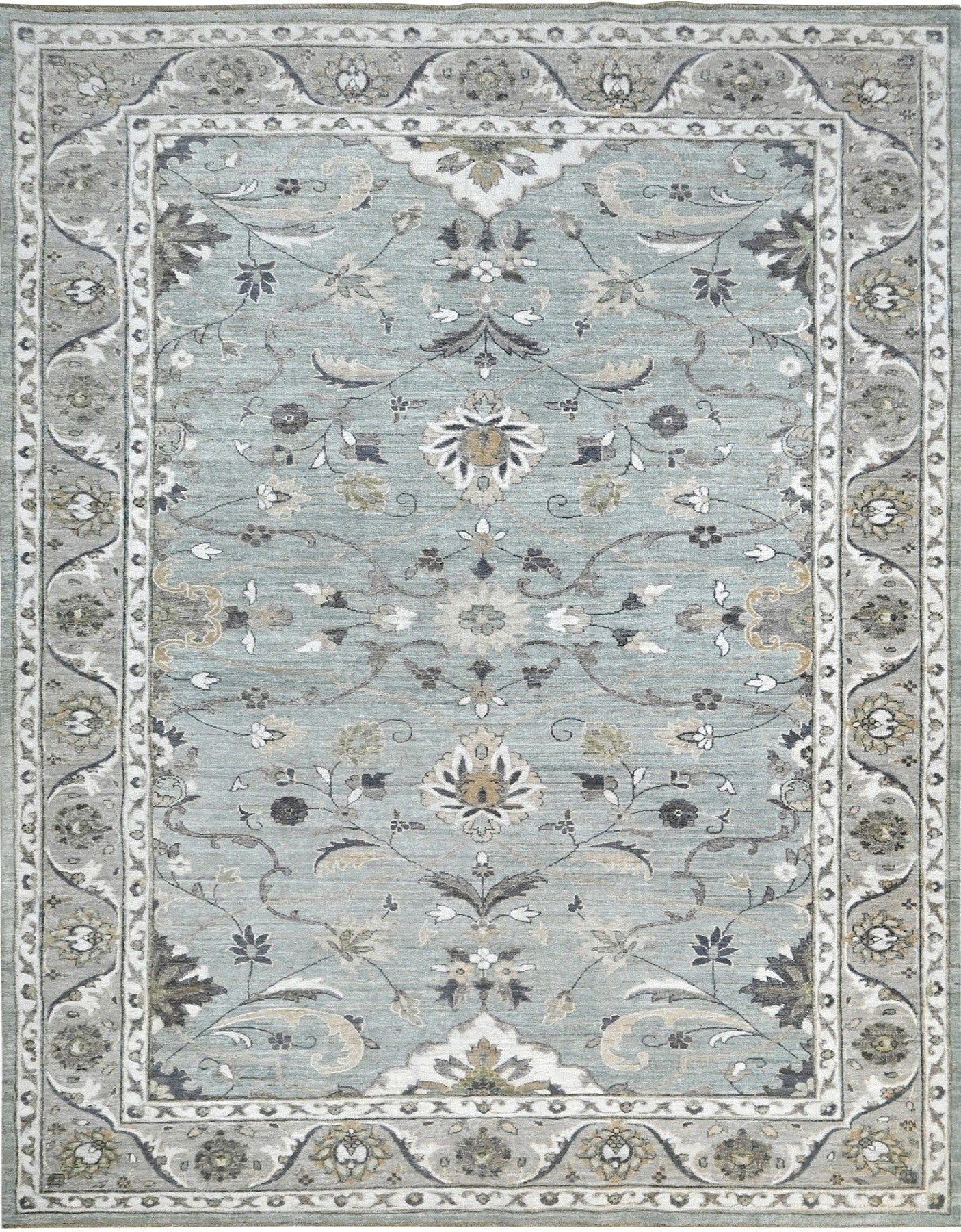 Classic handknotted rug in modern colors