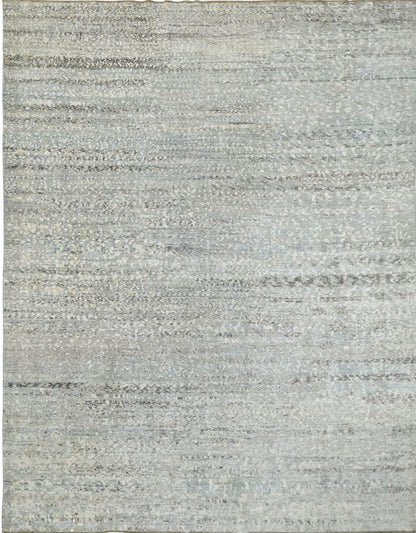Hand Knotted rug with modern pattern in blue and gray 1045 Blue