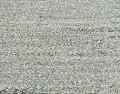 Hand Knotted rug with modern pattern in blue and gray 1045 blue
