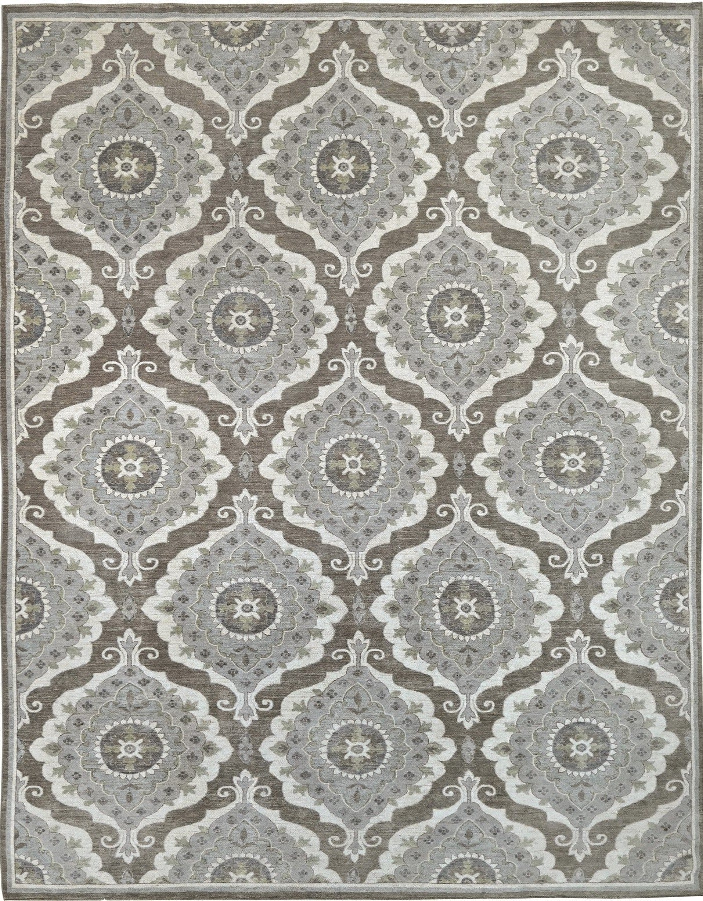 New traditional gray wool 9 x 12 rug with geometric pattern