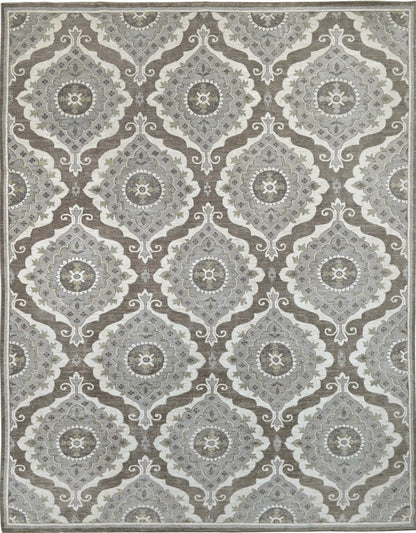 New traditional gray wool 9 x 12 rug with geometric pattern