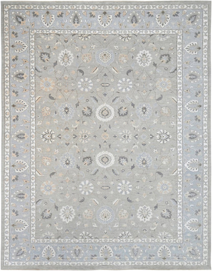 Knotted Rugs 202 Seaglass/Silver cout rug, neutral organic wool 10x14 knotted rug