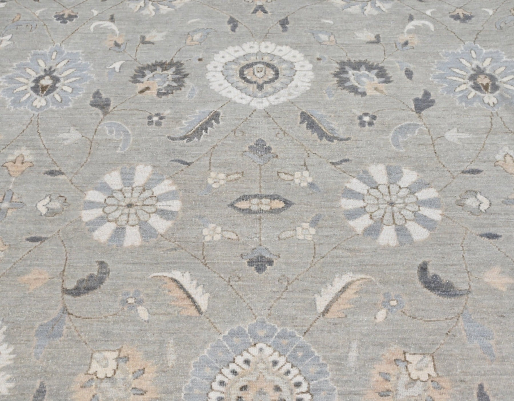 Knotted Rugs most affordable luxury handknotted rugs.  202 Seaglass/Silver cout rug, neutral organic wool 10x14 knotted rug