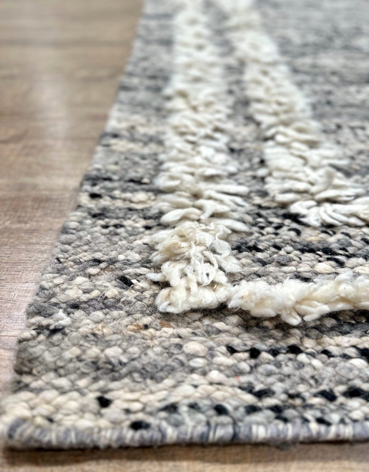 Knotted Couture black and white hand loomed woven textural rug