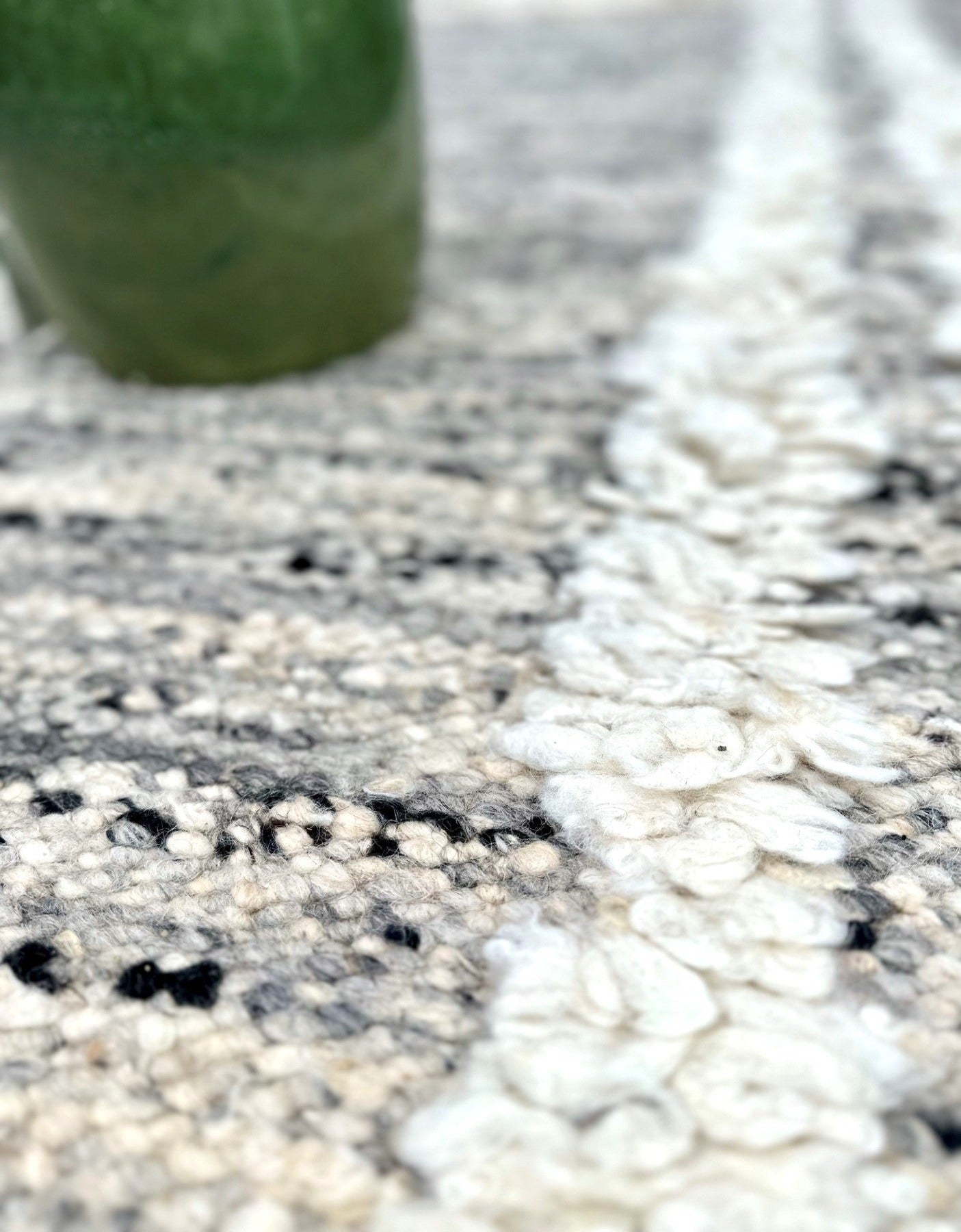 Knotted Couture black and white hand loomed woven textural rug
