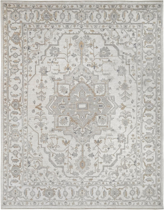 Exclusive designer serapi rug in neutral colors. Fine wool, size 8 x 10 rug. 