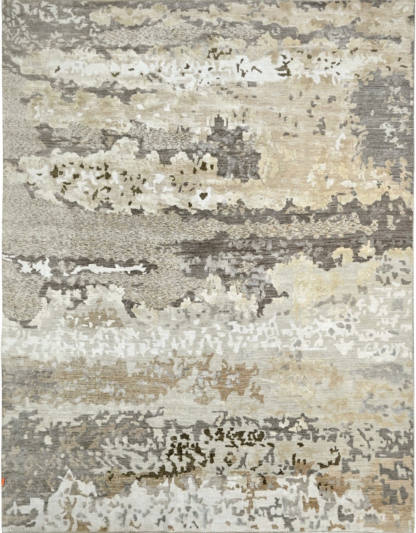 Luxury wool and silk handknotted designer rug 1010 silk ash beige 8x10