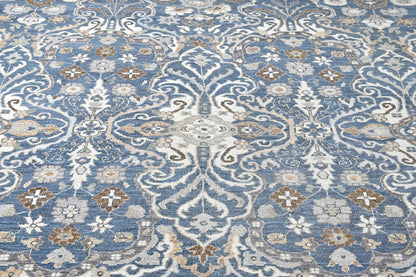 Sophisticated fine quality handknotted blue rug, 290 denim cout