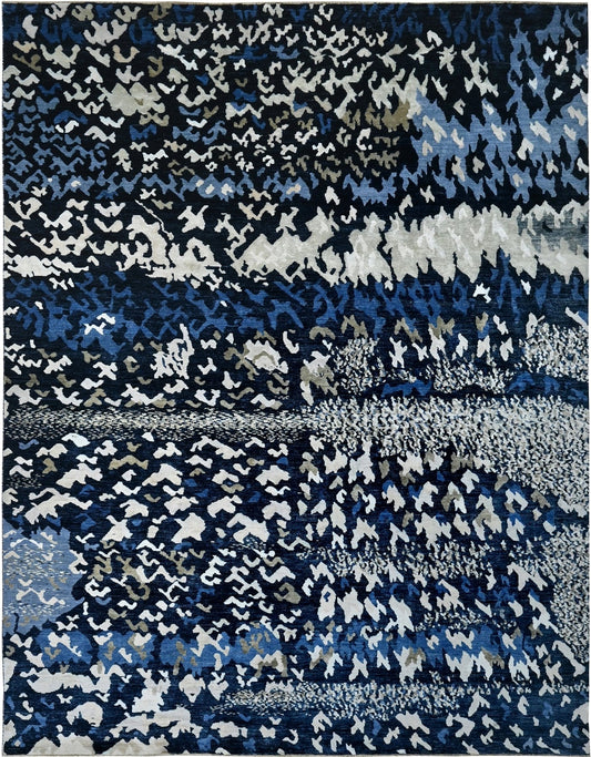 Luxury Wool and Silk 1010-S Dark Blue 9 x 12