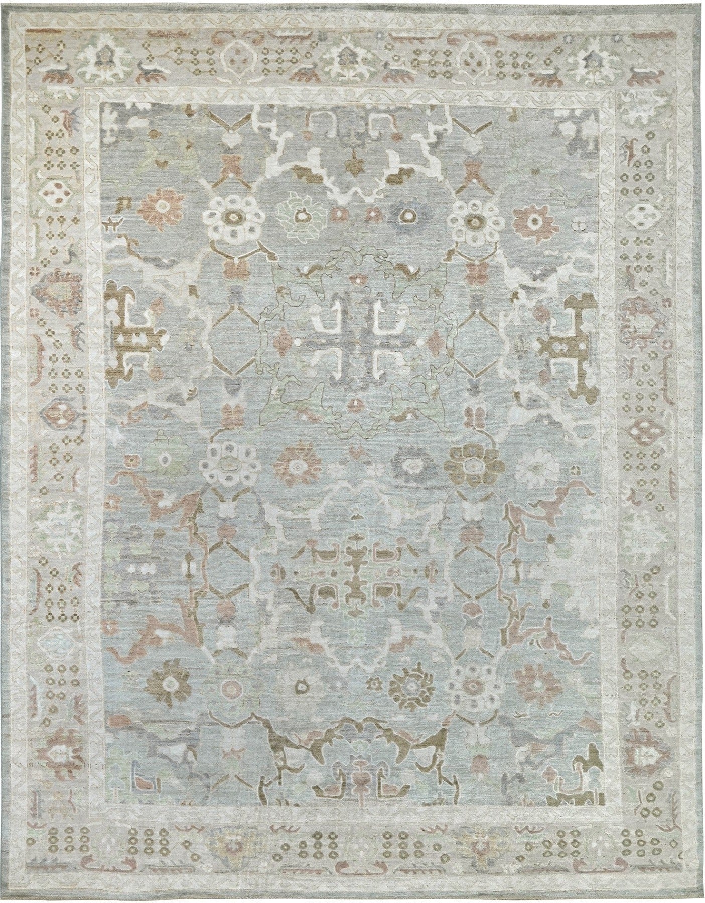 Couture organic wool neutral 9x12 oushak hand-knotted rug