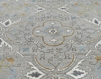 Knotted couture rug 395 sgl gray wool handknotted