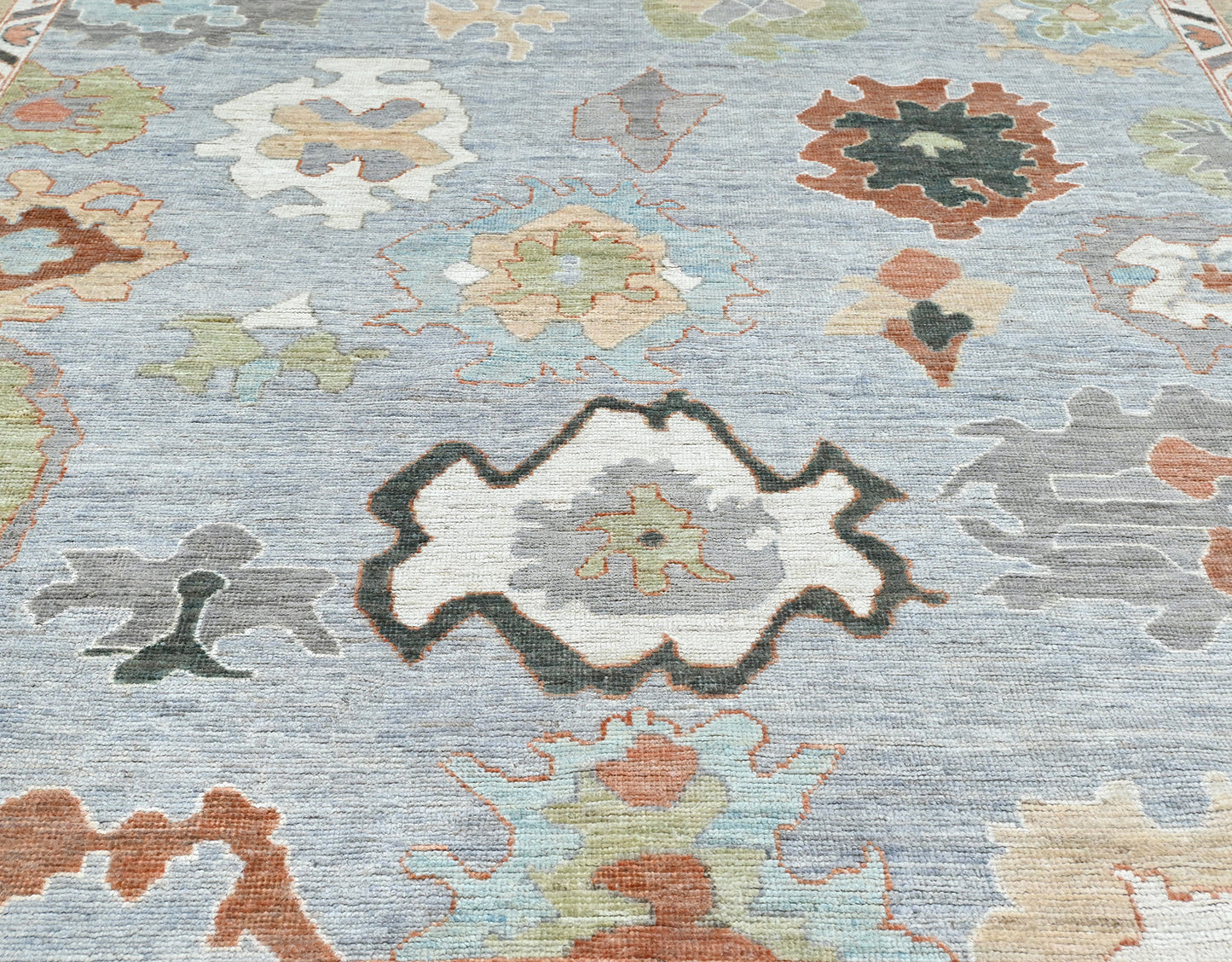 KNOTTED Rugs Blue Wool 8 x 10 Modern Oushak Rug - One-of-a-Kind (8'2"x9'10")