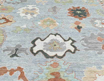 KNOTTED Rugs Blue Wool 8 x 10 Modern Oushak Rug - One-of-a-Kind (8'2"x9'10")