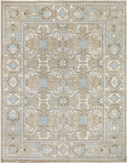 Sophisticated knotted wool beige 8x10 rug