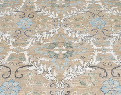 Sophisticated knotted wool beige 8x10 rug