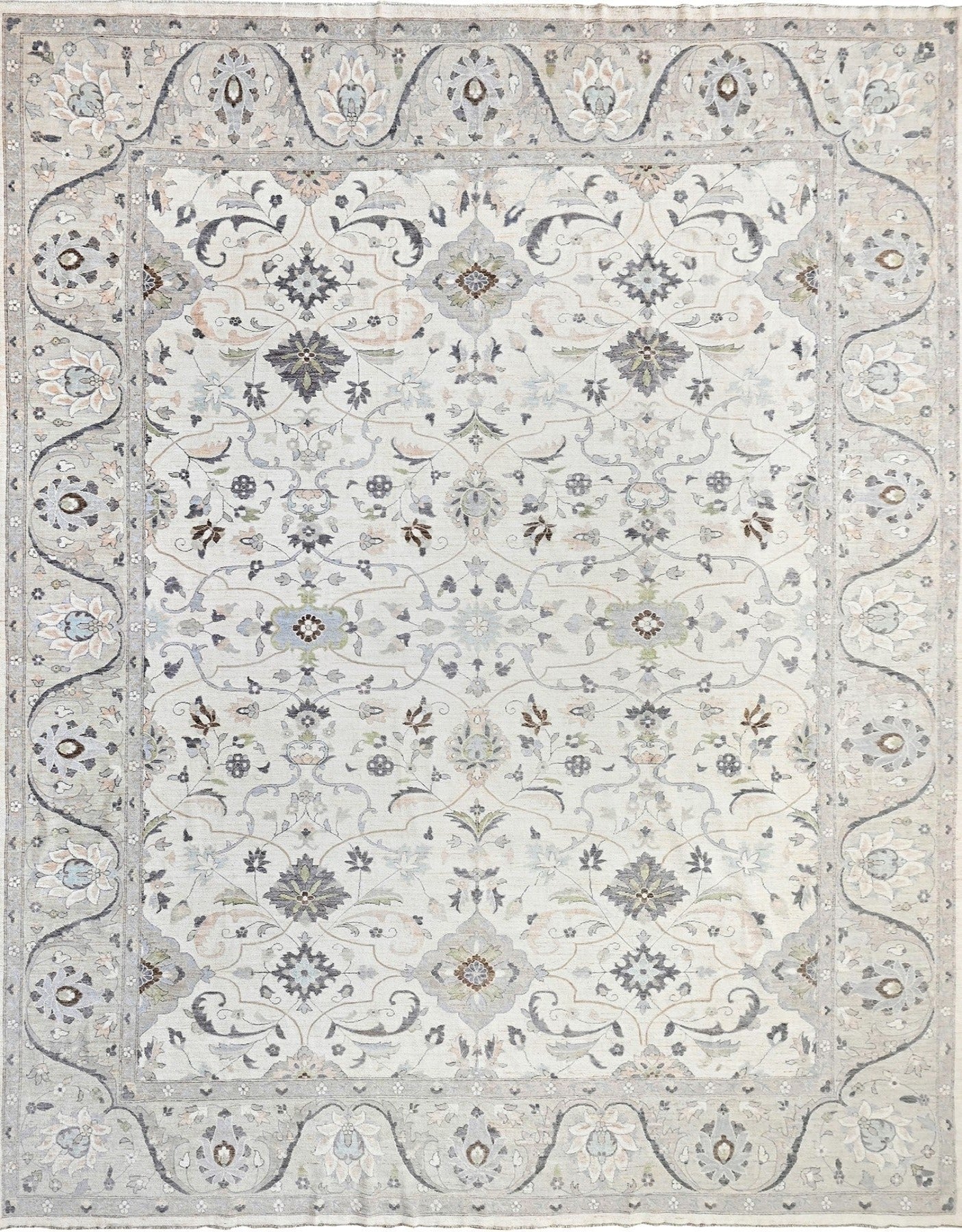 Traditional wool neutral colors 12 x 15 rug