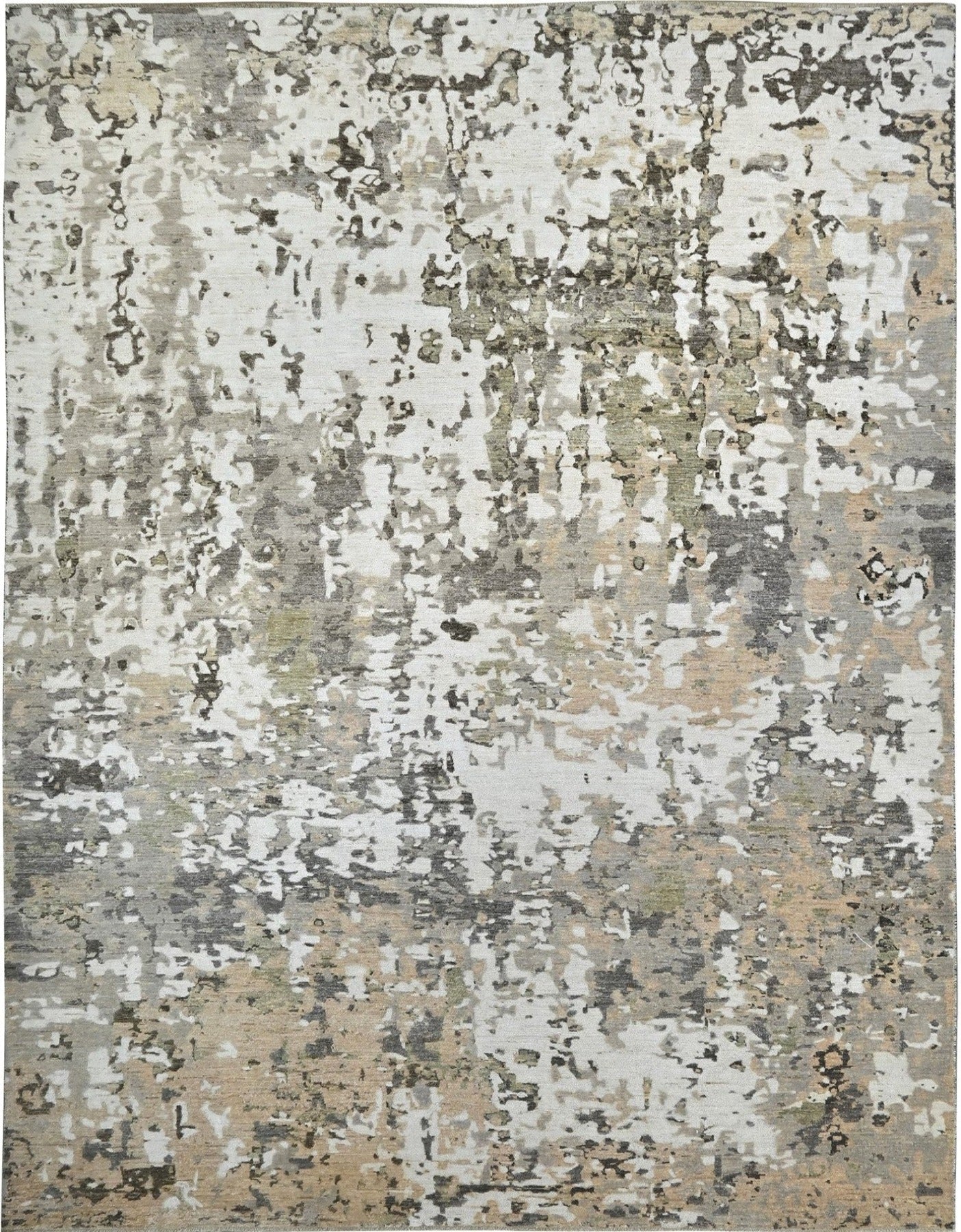 KNOTTED Rug Modern Beige 8 x 10 Hand-Knotted Rug - "The Bronwynn" (8'x10'1")