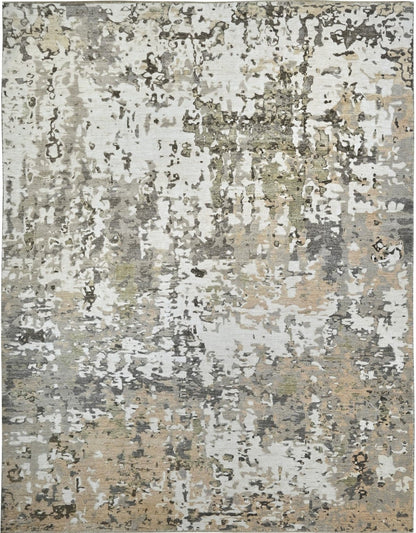 KNOTTED Rug Modern Beige 8 x 10 Hand-Knotted Rug - "The Bronwynn" (8'x10'1")