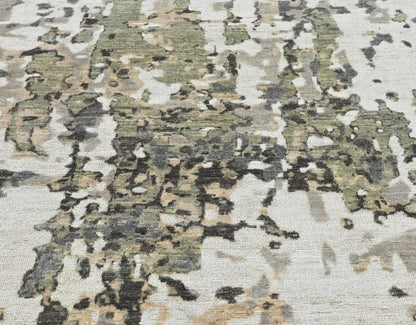 KNOTTED Rug Modern Beige 8 x 10 Hand-Knotted Rug - "The Bronwynn" (8'x10'1")
