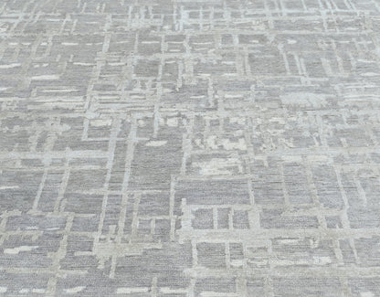 Designer luxury wool and silk handknotted rug