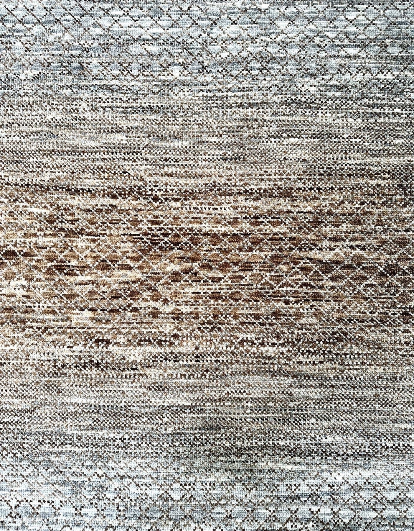 MWB Organic textural rug in brown and spice, affordable hand-knotted all wool MB Dlx rug