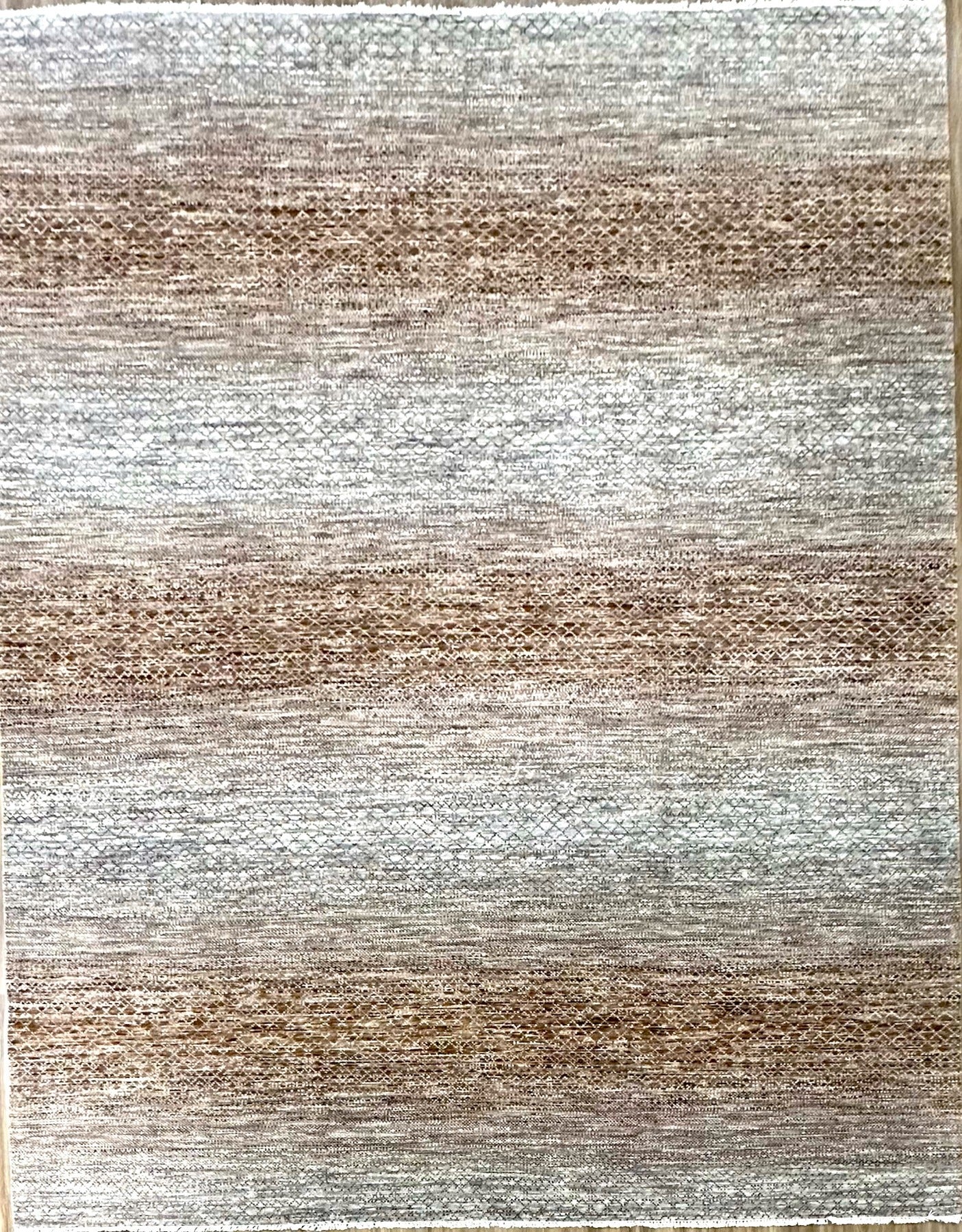 Organic textural rug in brown and spice, affordable hand-knotted all wool MB Dlx rug