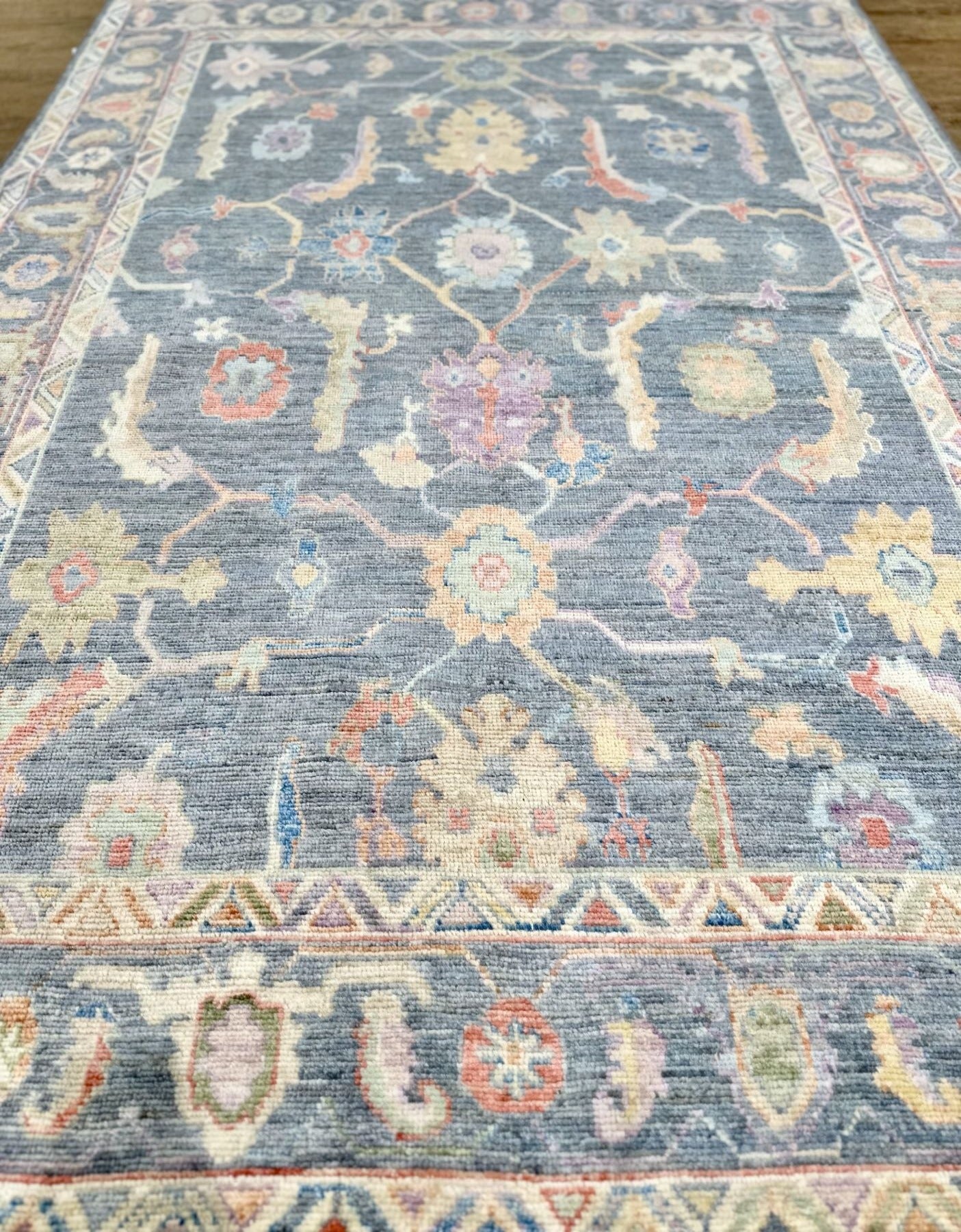 KNOTTED Rug Hand-Knotted Wool 6x9 Oushak - "The Modern Oushak" Peplum (6'1" x 9')