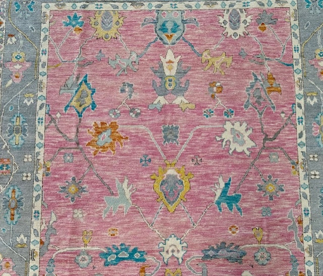 KNOTTED Wool Rug Hand-Knotted Pink Oushak 8x10 Rug - 'The Modern Oushak" (8'3" x 10'1")