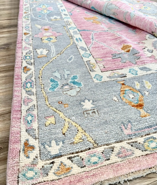 KNOTTED Wool Rug Hand-Knotted Pink Oushak 8x10 Rug - 'The Modern Oushak" (8'3" x 10'1")